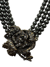 Load image into Gallery viewer, HEIDI DAUS VINTAGE ROSE ELEGANCE 3 STRAND FAUX PEARL CRYSTAL NECKLACE With Matching Earrings - Finely Find It Vintage!