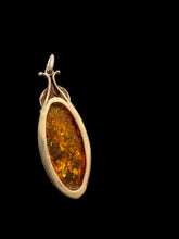 Load image into Gallery viewer, Vintage Sterling Silver Amber Pendant - Finely Find It Vintage!