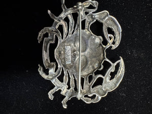 Cini Sterling Silver Cancer Zodiac Brooch - Crab Design - Finely Find It Vintage!