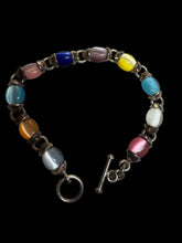 Load image into Gallery viewer, Sterling Silver Multi - Color Cabochon Bracelet - Finely Find It Vintage!