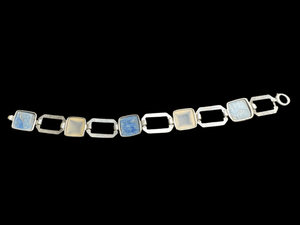 Antique Art Deco Sterling Silver Bracelet with Lapis and Moonstone - Finely Find It Vintage!