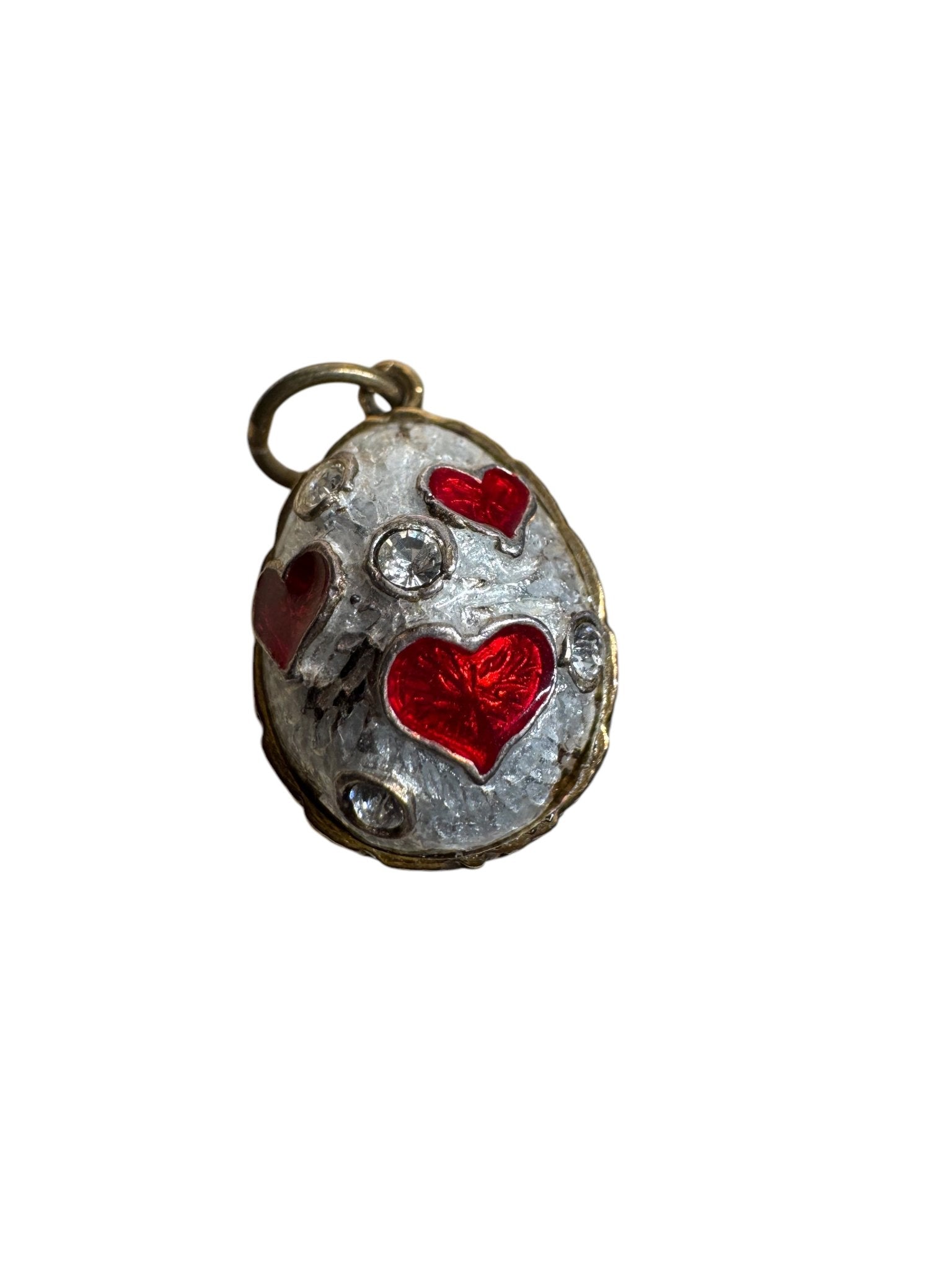 Vintage Cloisonné Heart Egg Charm Pendant - Finely Find It Vintage!