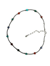 Load image into Gallery viewer, Sterling Silver Choker style Necklace Adorned with Semiprecious stones