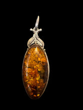 Load image into Gallery viewer, Vintage Sterling Silver Amber Pendant - Finely Find It Vintage!