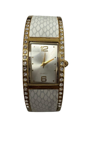 Kenneth Jay Lane KJL Tank Watch Women 20mm Gold Tone Pave Cuff