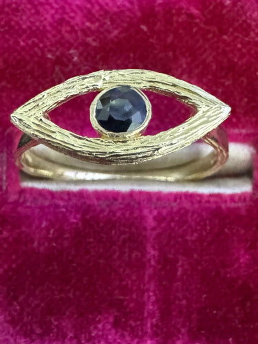 14 Kt Sapphire evil eye ring - Finely Find It Vintage!