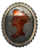 Load image into Gallery viewer, Vintage Sterling Amber Silhouette Brooch