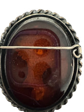 Load image into Gallery viewer, Vintage Sterling Amber Silhouette Brooch