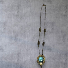 Load image into Gallery viewer, Art Deco Blue Glass Pendant Necklace – Vintage Elegance