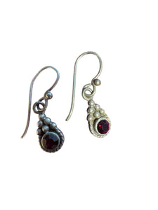 Antique Garnet Drop Earrings in Sterling Silver - Finely Find It Vintage!