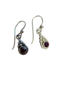 Antique Garnet Drop Earrings in Sterling Silver - Finely Find It Vintage!